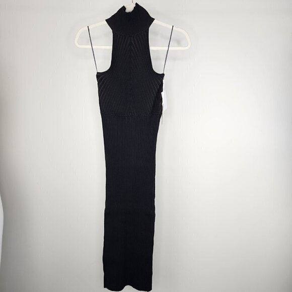 NWT Good American Angled Rib Mock Halter Bodycon Midi Dress Black XSmall/Small - Picture 6 of 15